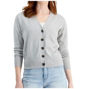 STYLE & CO Cropped Button gray Cardigan size varius casual NWT